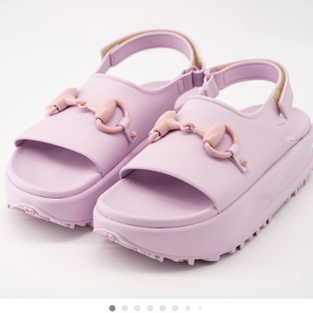 Gucci Women's Pastel Pink Horsebit Platform Sandals - Picture 3 of 4